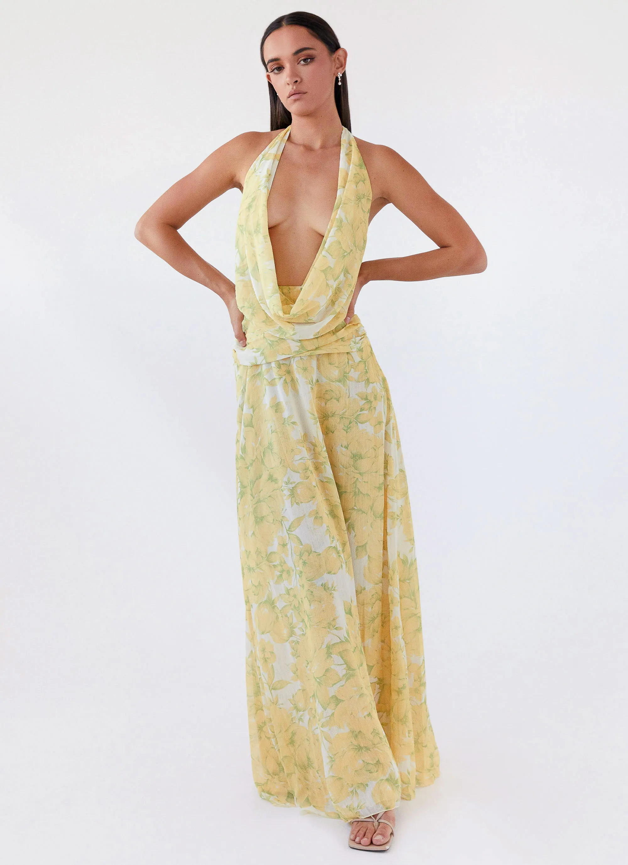 Elysia Chiffon Maxi Dress - Daffodil