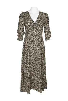 Emma & Michele V-Neck Button Front Floral Maxi Dress