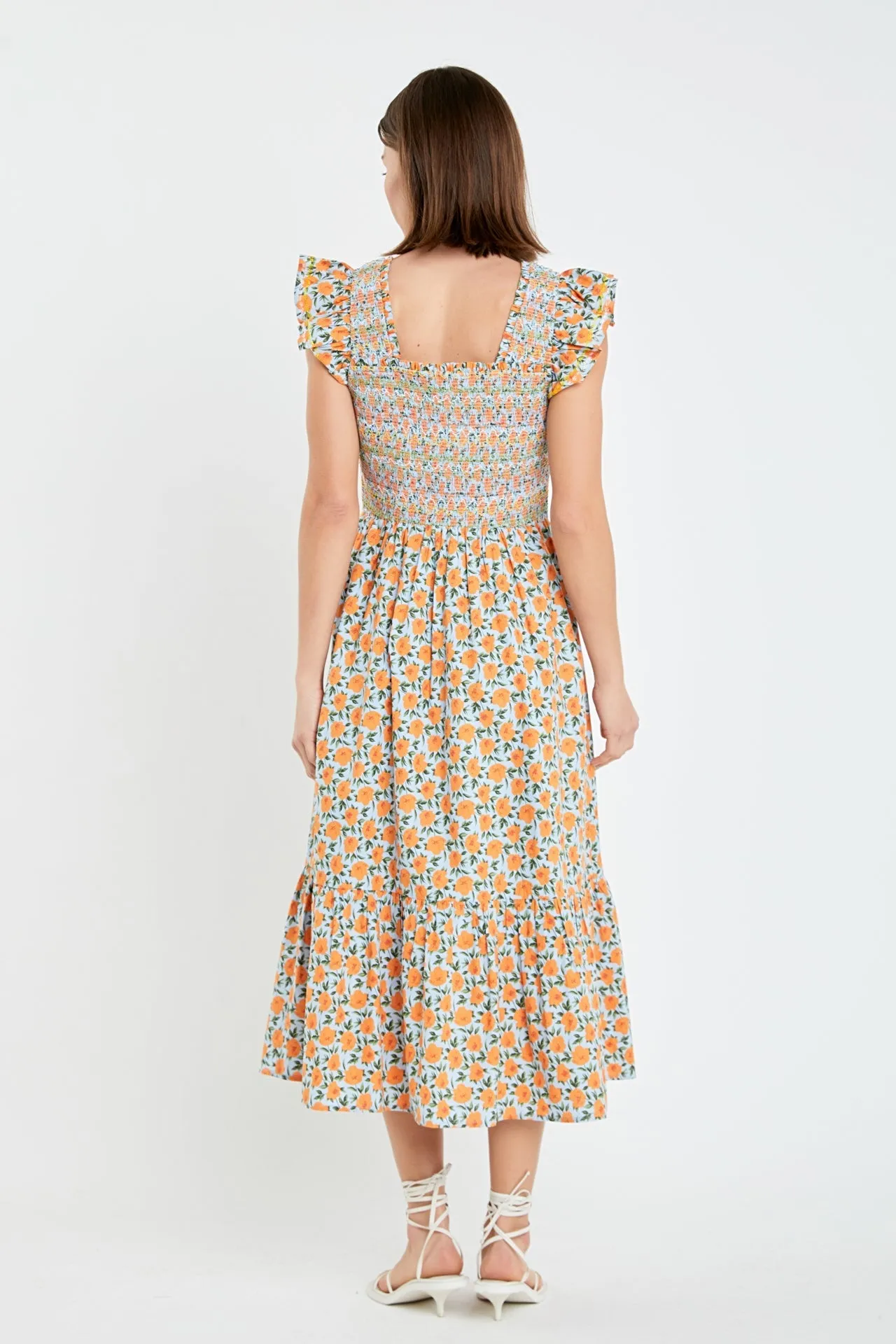 English Factory - Embroidered Smocked Midi Dress