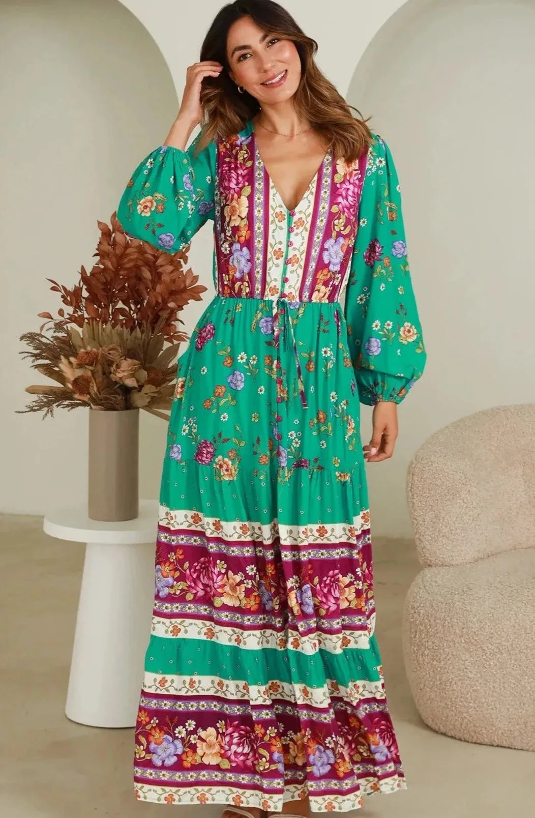 ERIS LONG SLEEVE MAXI DRESS