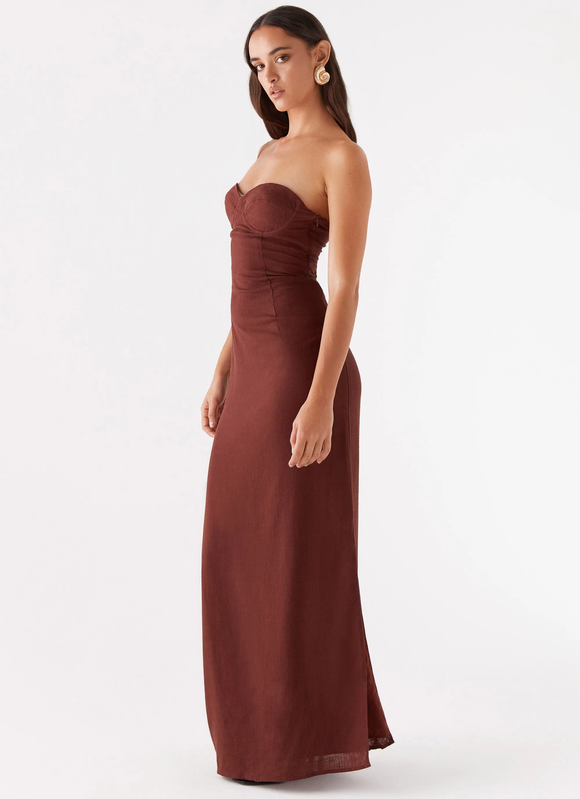 Esra Strapless Maxi Dress - Chocolate