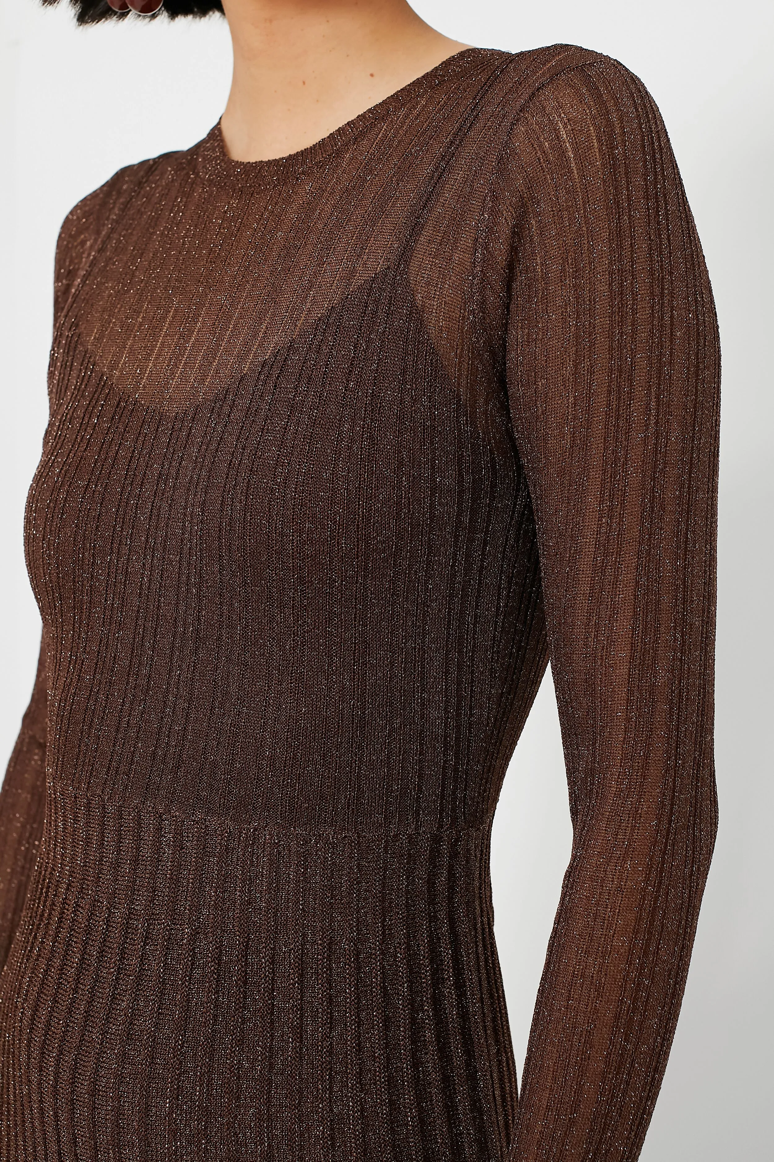 Exclusive Brown Long Sleeve Maxi Dress