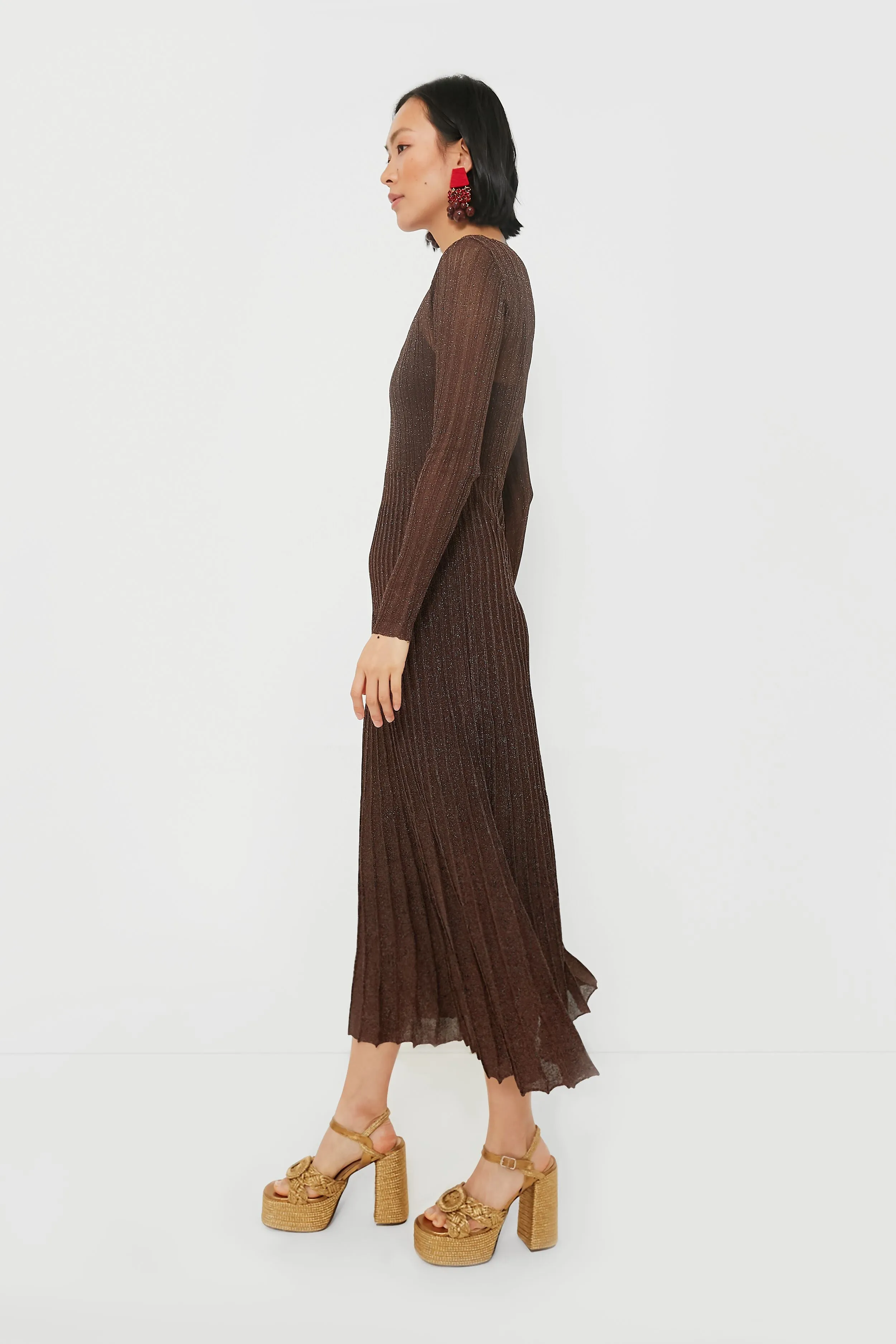 Exclusive Brown Long Sleeve Maxi Dress