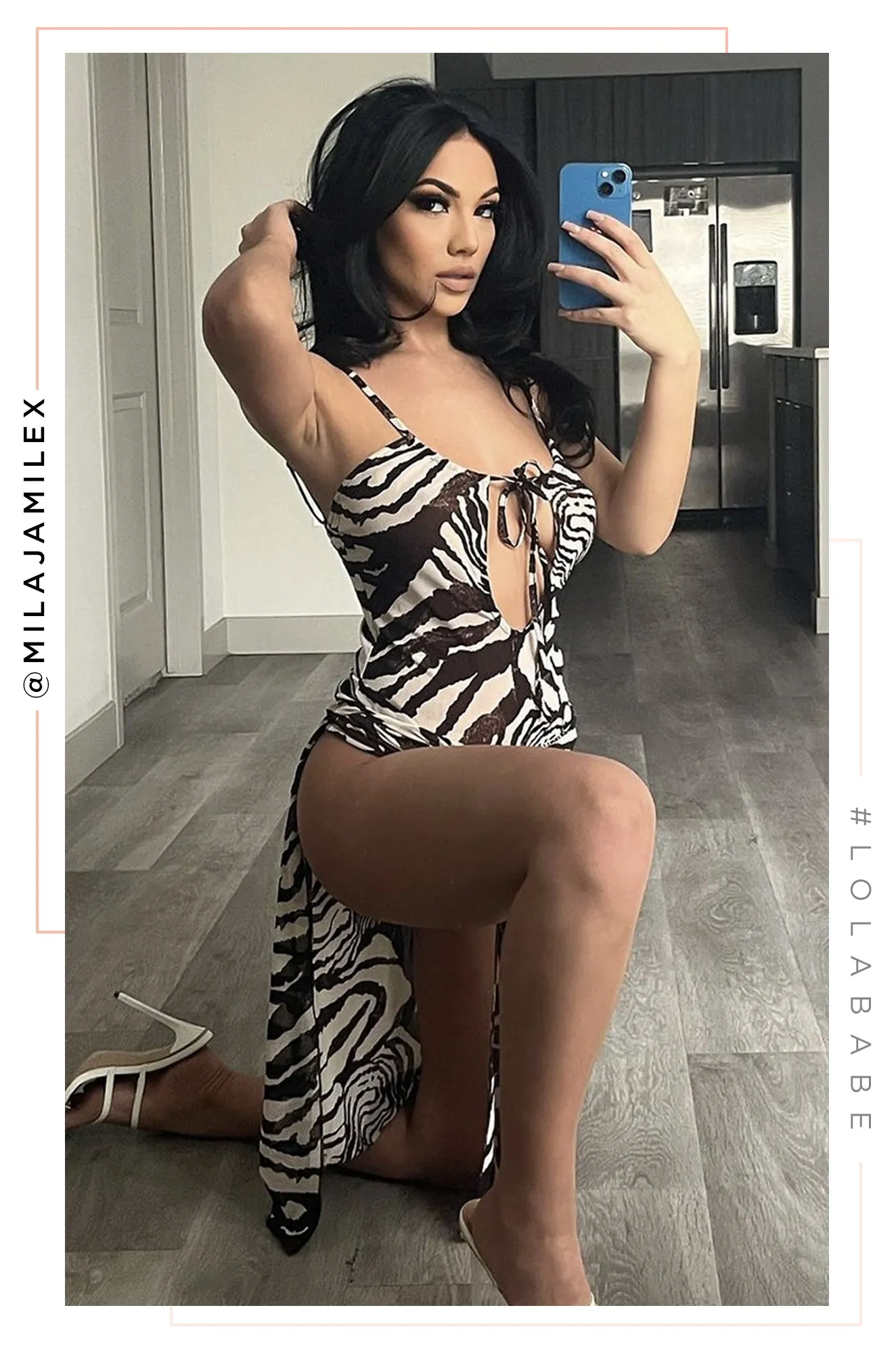 Exclusive Getaway Mesh High Slit Dress - Brown Zebra