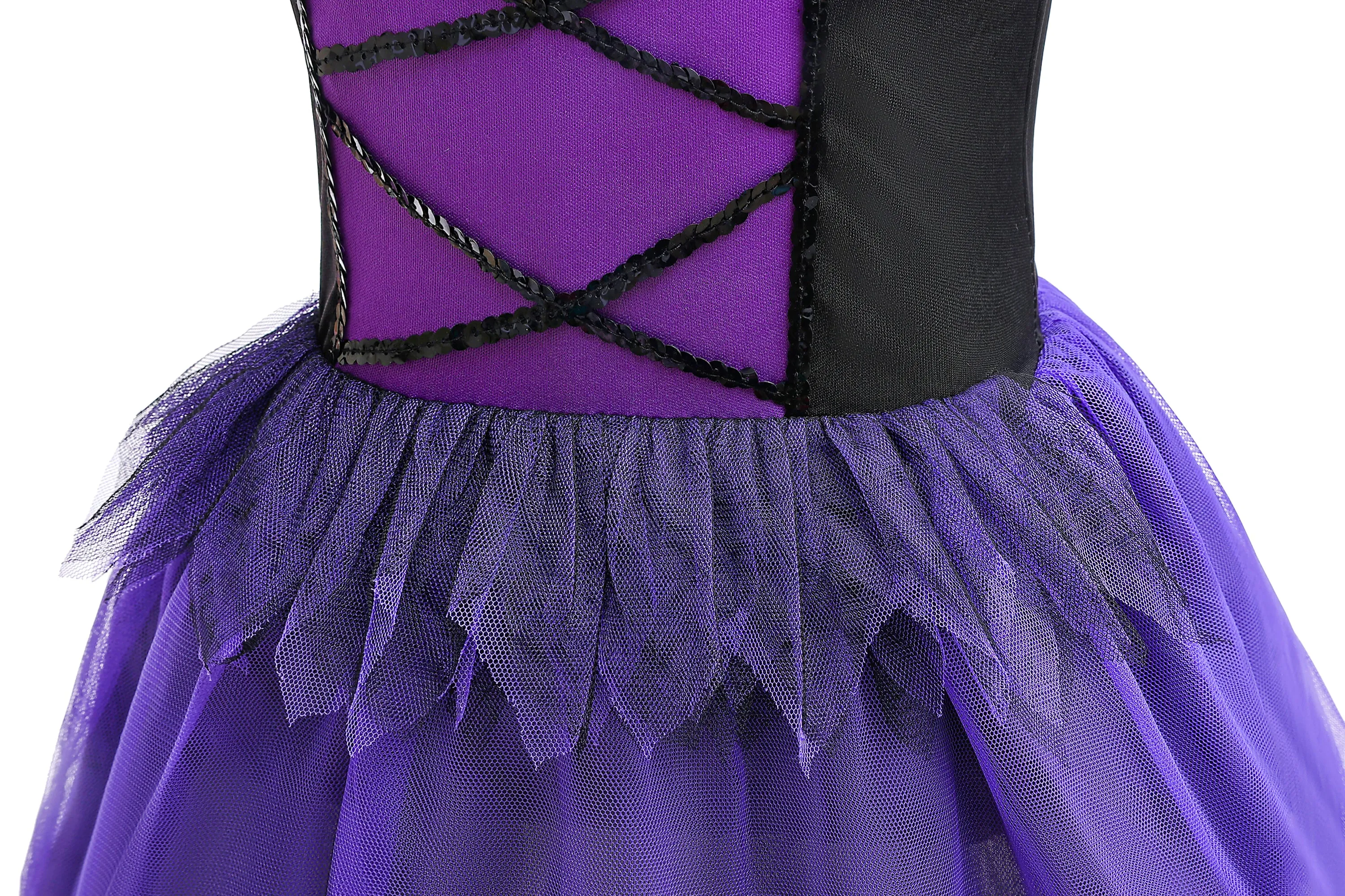 FC382 - Bat Girls Purple Witch Halloween Costume with Wings and Headband for Girls