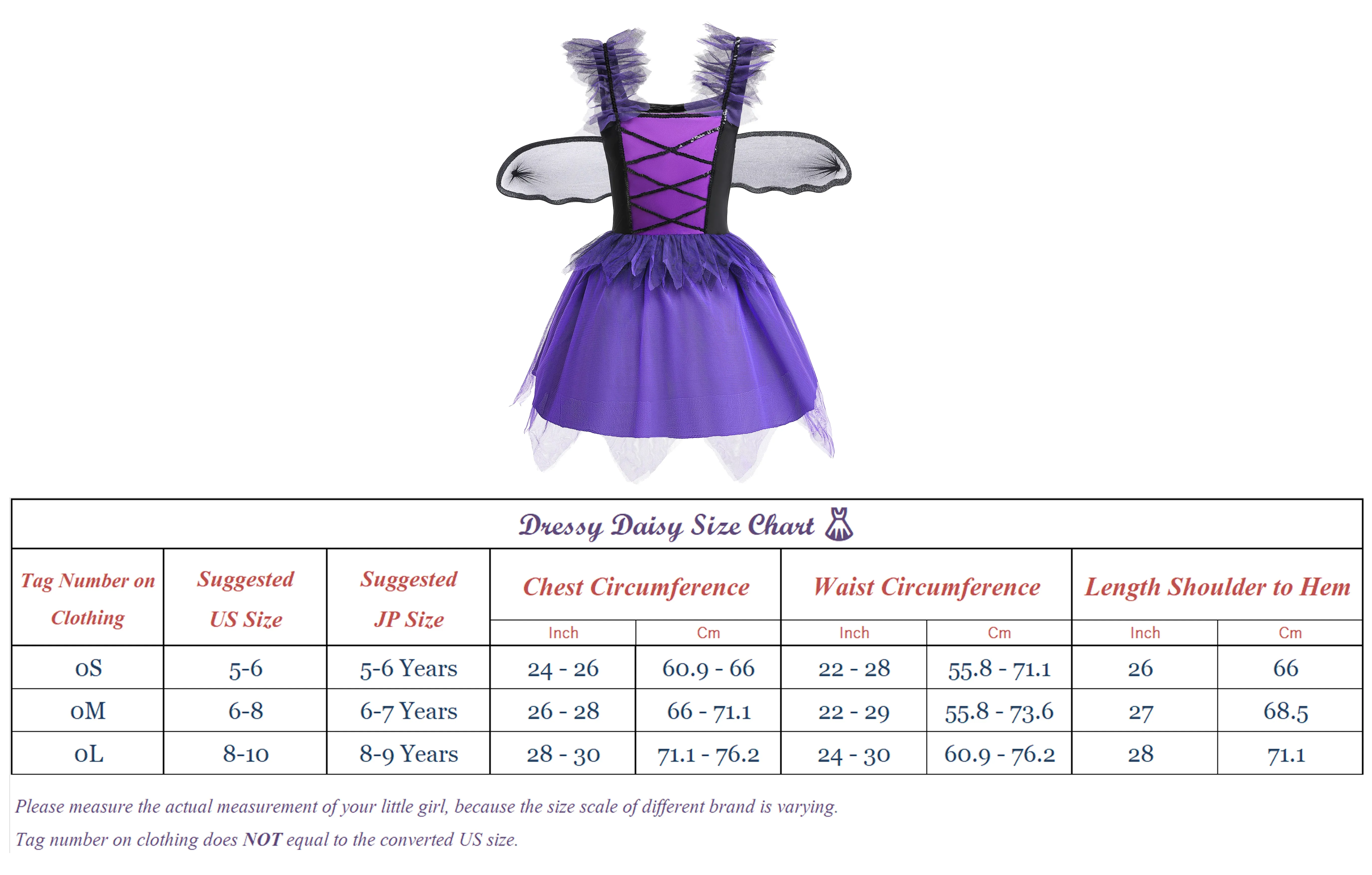 FC382 - Bat Girls Purple Witch Halloween Costume with Wings and Headband for Girls