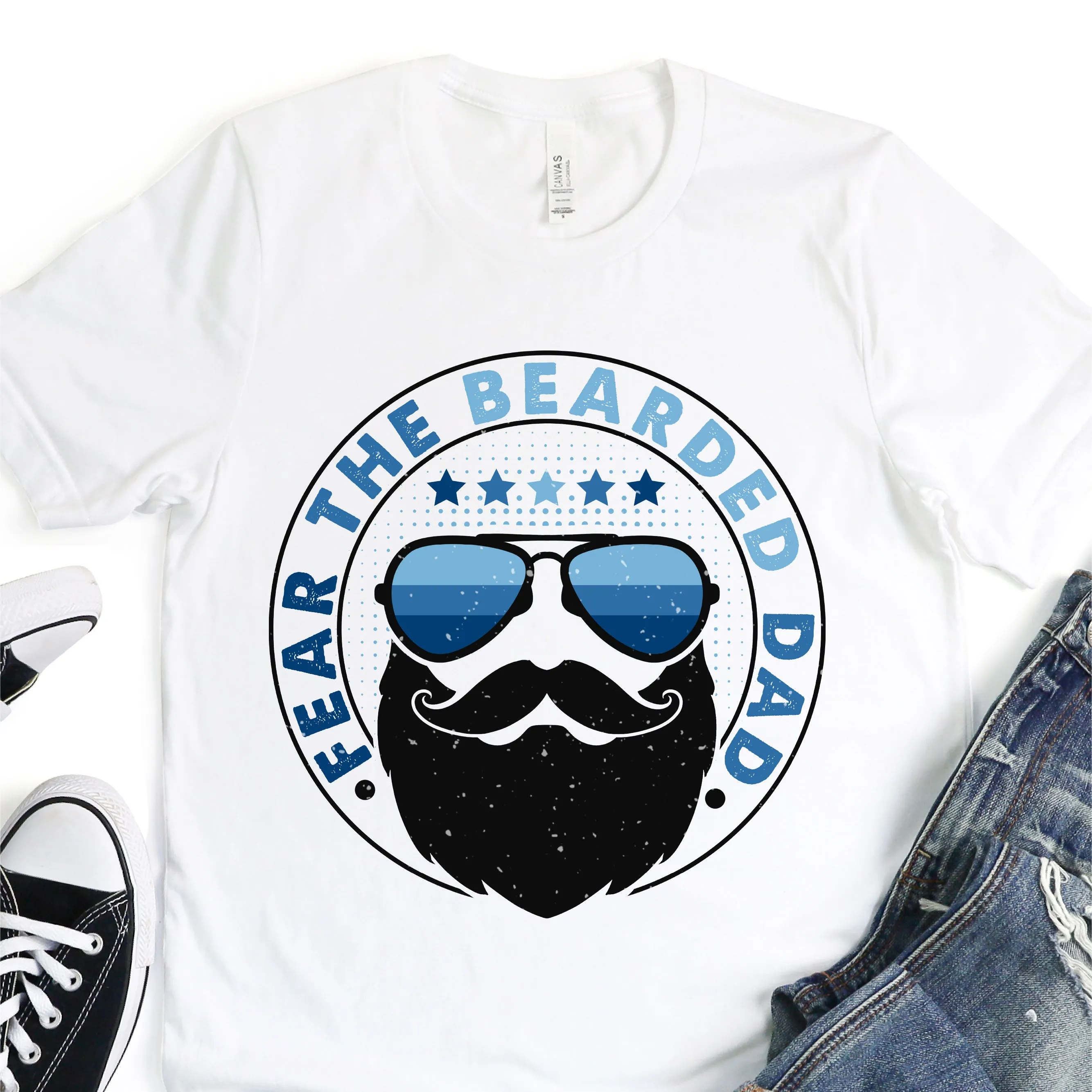 Fear The Bearded Dad - Father's Day Graphic T-Shirt -  T-shirt T-Shirt For Dad