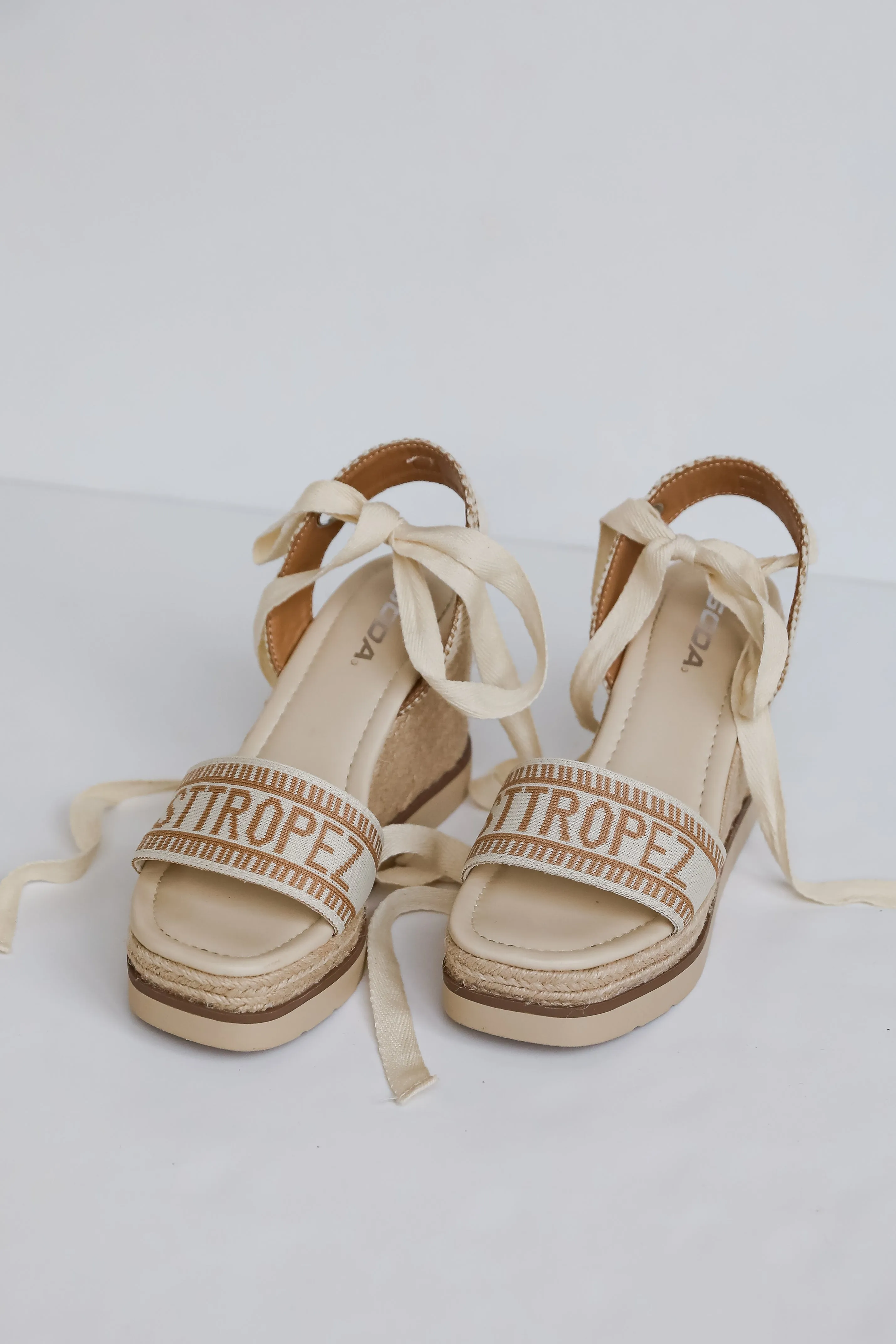 FINAL SALE - Take A Vacation Lace-Up Espadrille Wedges