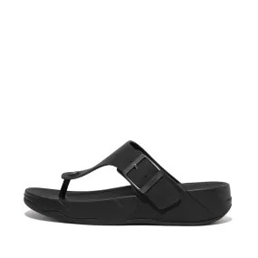 FitFlop Trakk II Mens Buckle Leather Toe Post Sandals Black