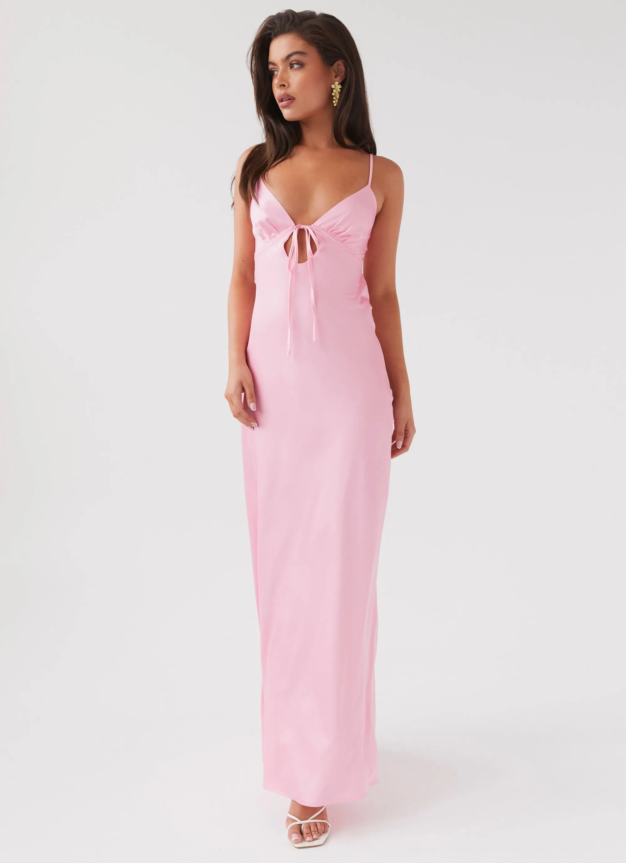 Flora Satin Maxi Dress - Candy