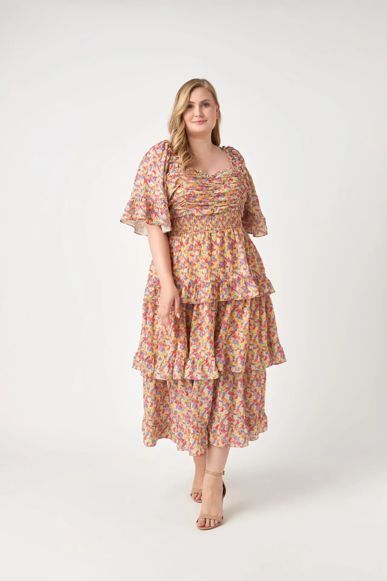 Floral Smocked Ruffle Tiered Maxi Dress