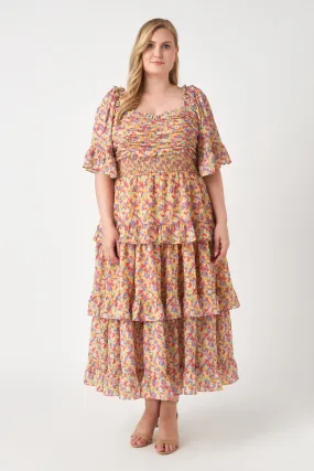 Floral Smocked Ruffle Tiered Maxi Dress