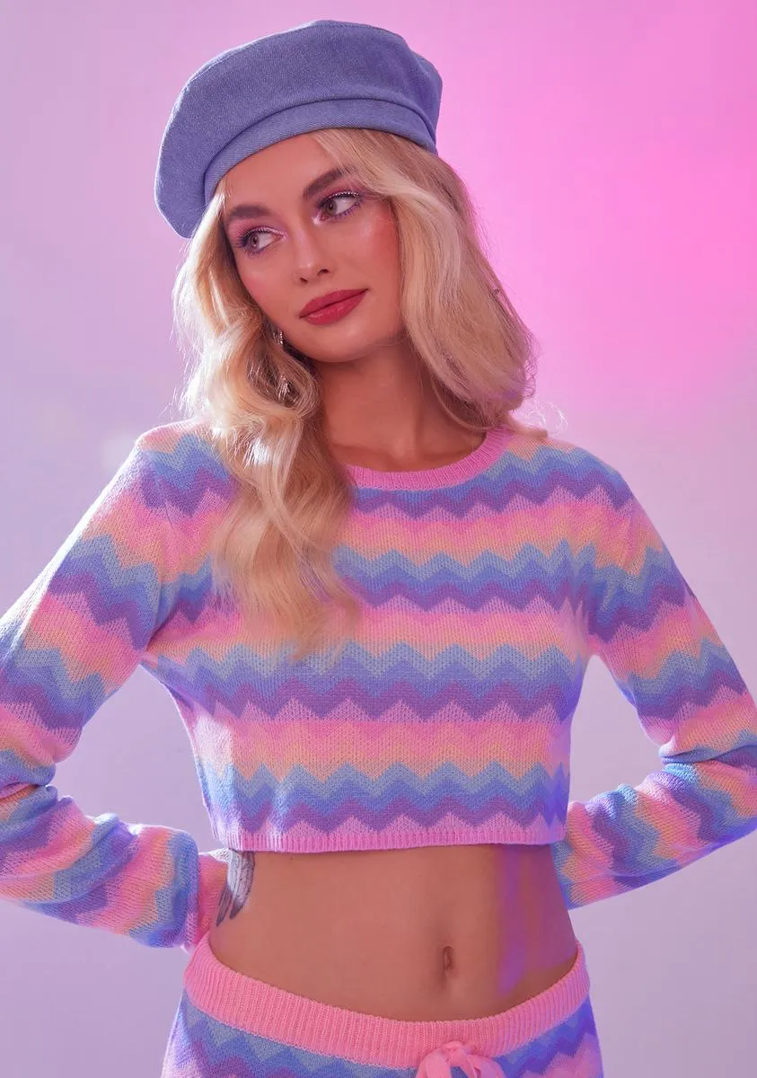 Follow The Rhythm Rainbow Crop Sweater