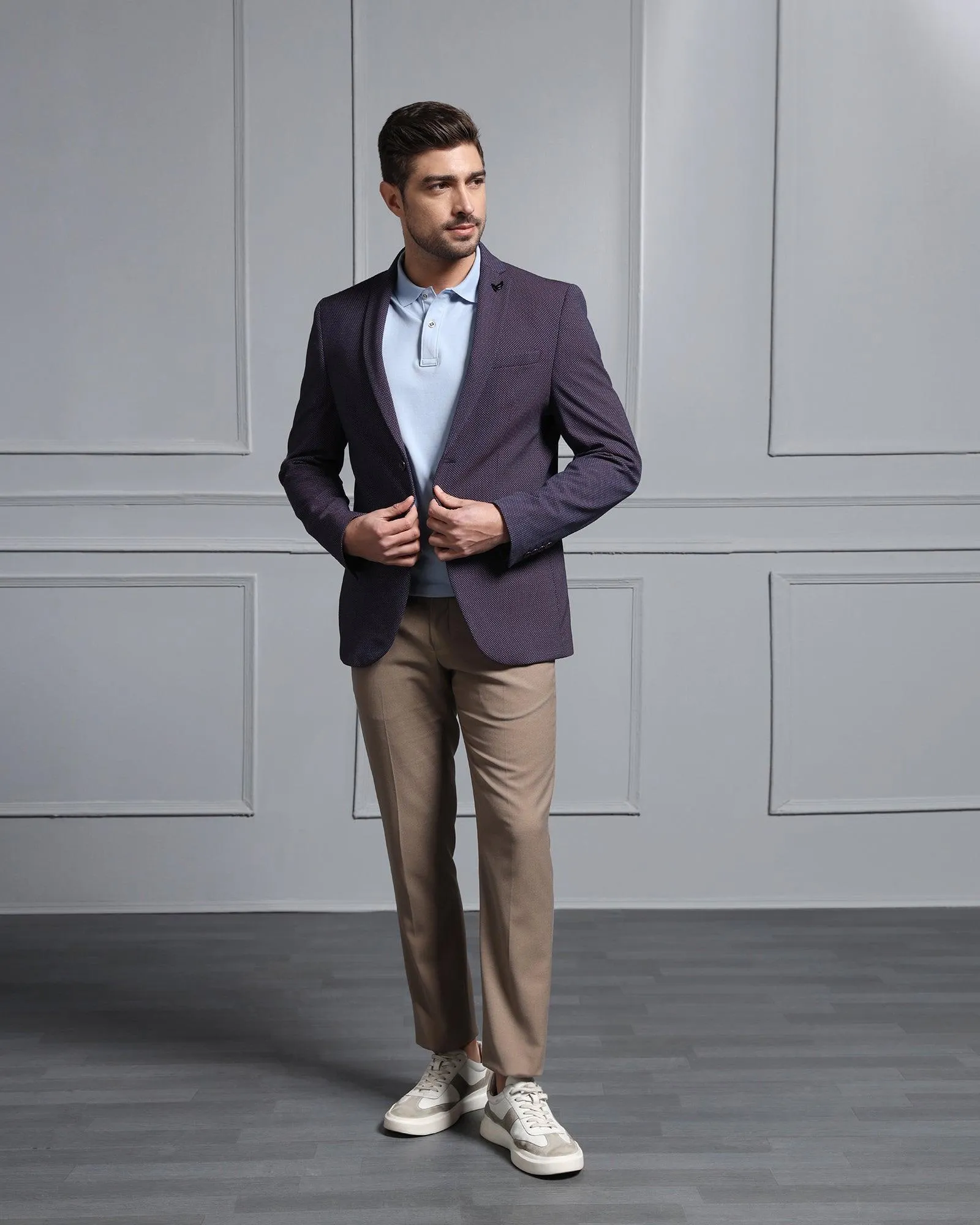 Formal Dark Purple Textured Blazer - Aaron