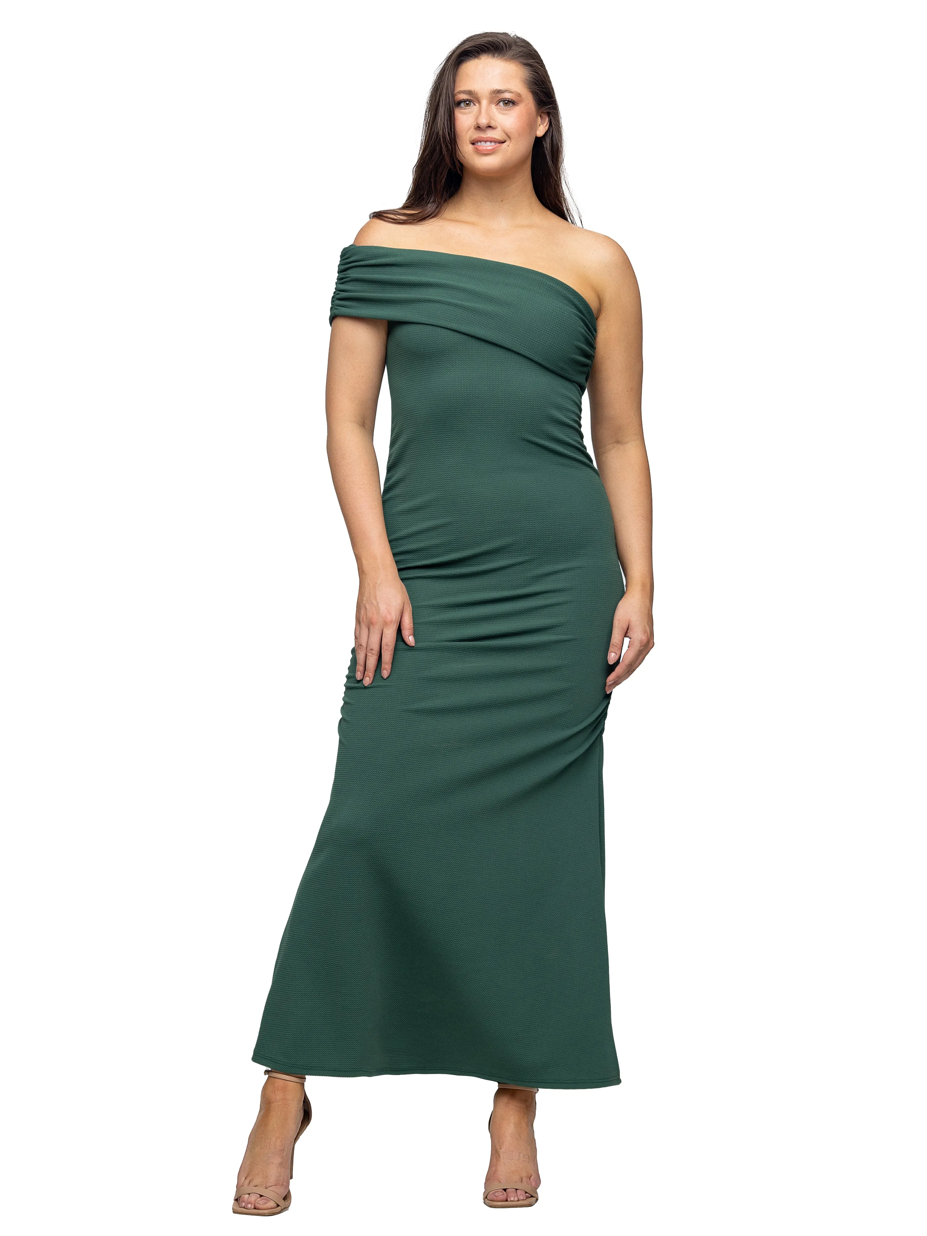 Formal One Shoulder Rouched Mermaid Maxi Dress