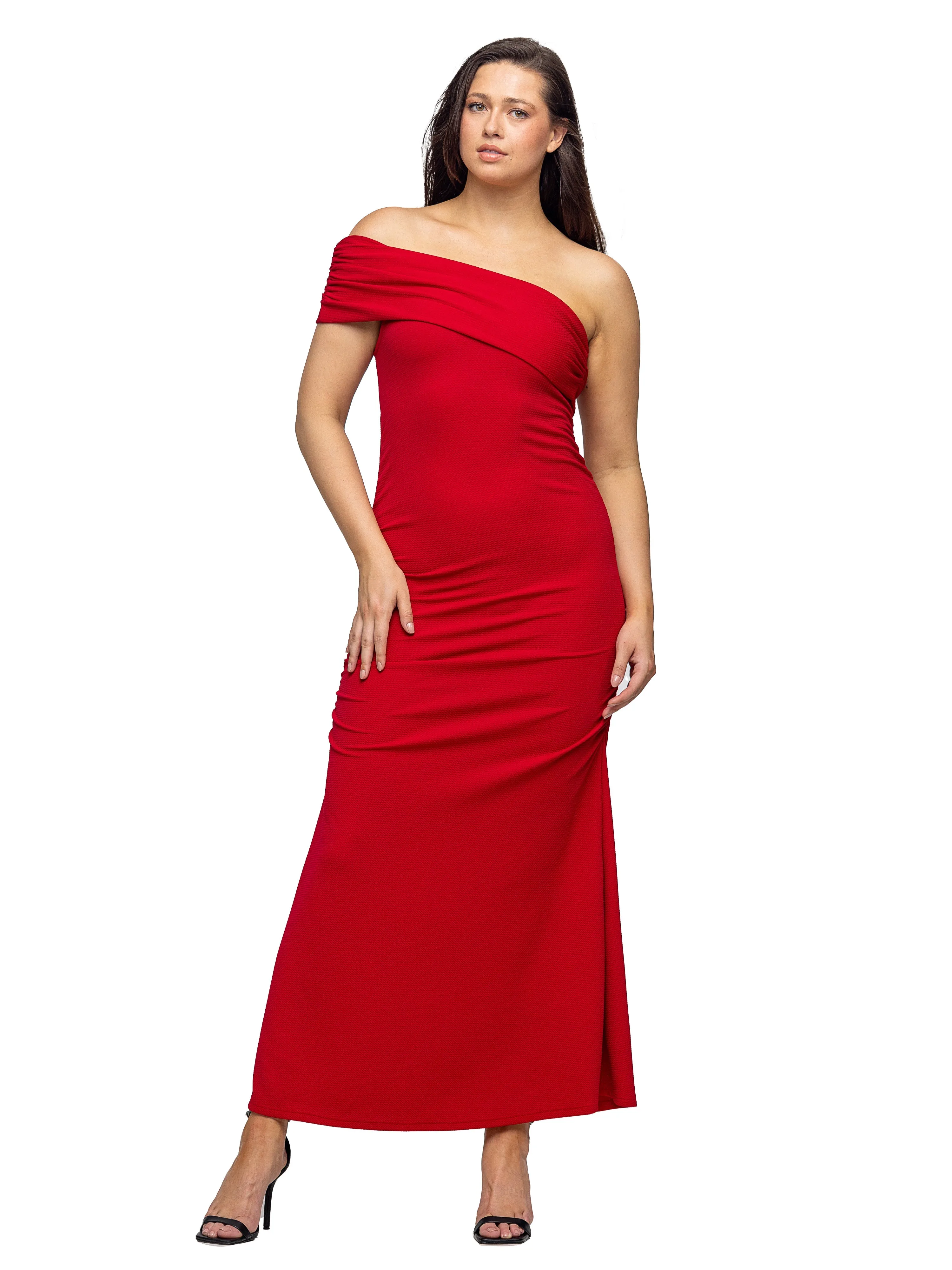 Formal One Shoulder Rouched Mermaid Maxi Dress