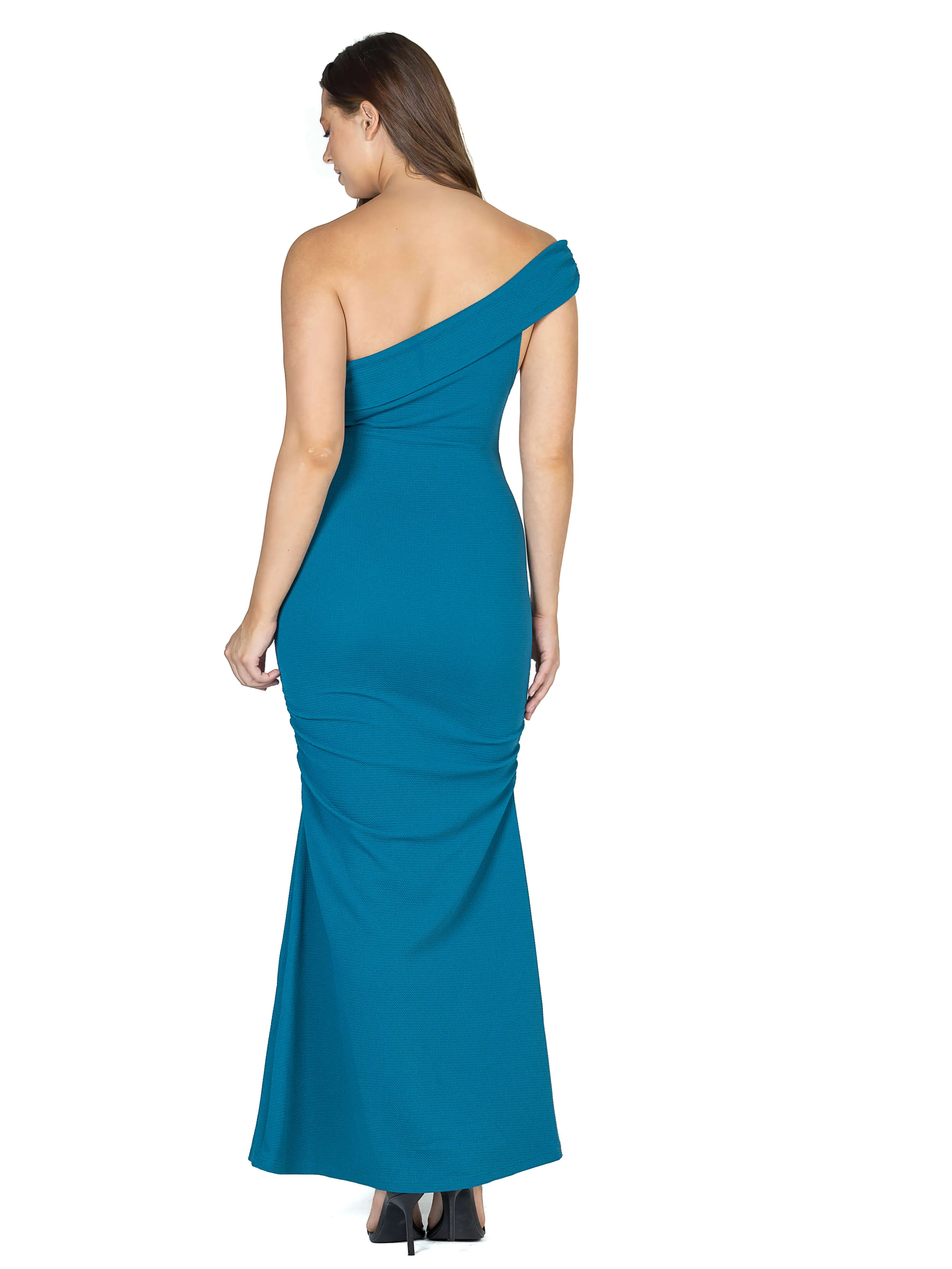 Formal One Shoulder Rouched Mermaid Maxi Dress