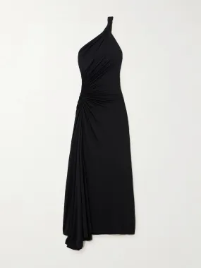 Franca twisted asymmetric one-shoulder stretch-jersey maxi dress