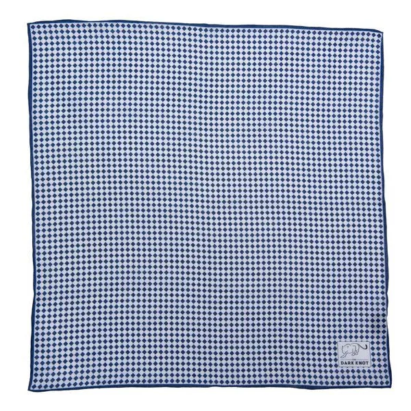 Franklin Checkered Linen Pocket Square, Blue / White