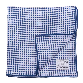 Franklin Checkered Linen Pocket Square, Blue / White