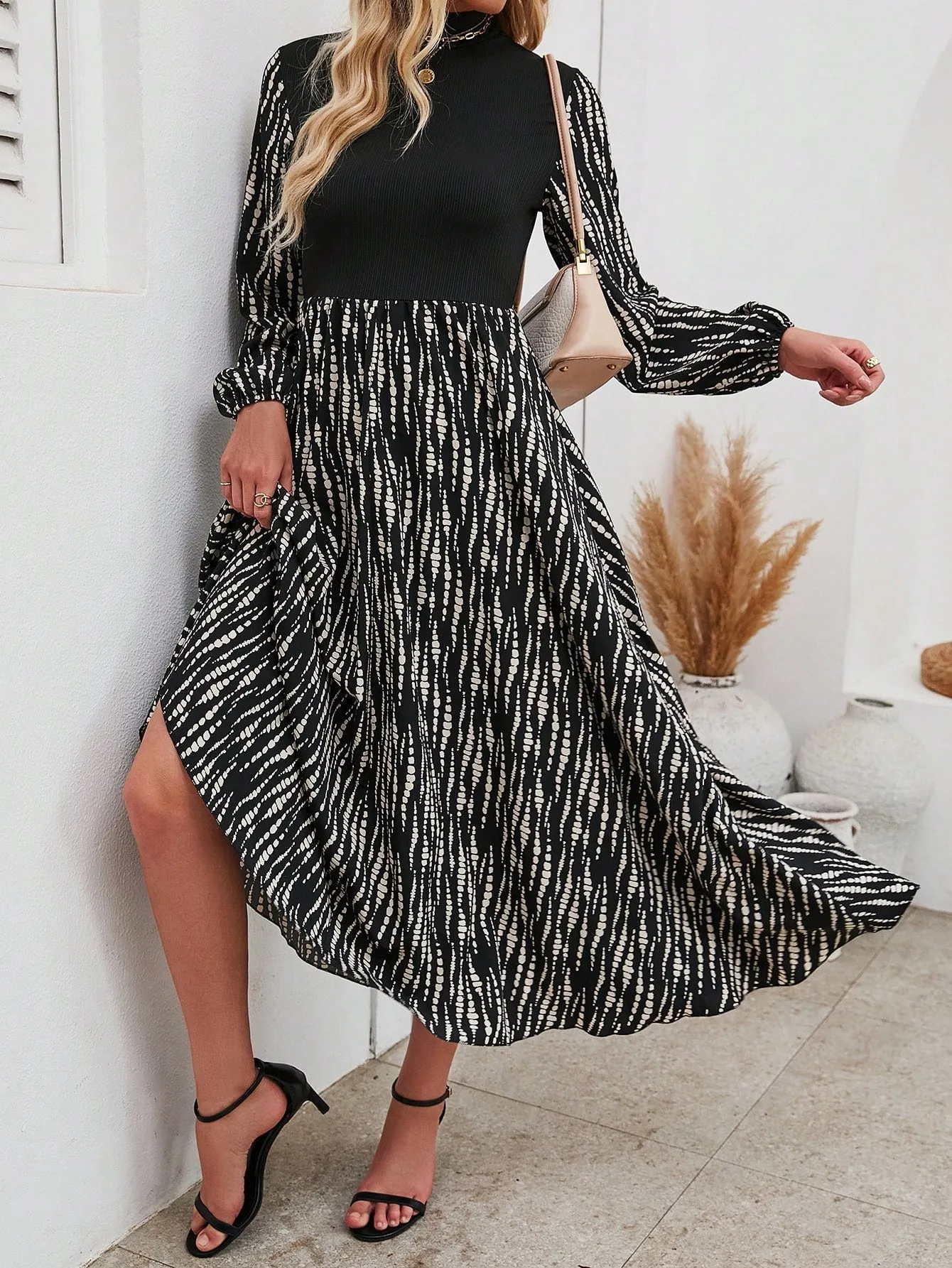 Frenchy Holiday Boho Style Random Cut Patchwork Maxi Dress With Paisley Print