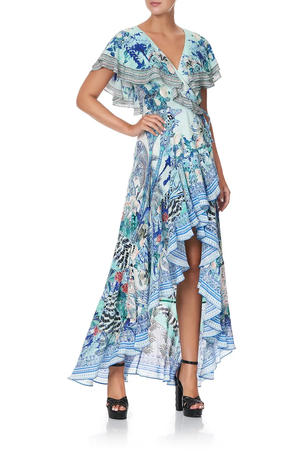 FRILL SLEEVE LONG DRESS WINGS OF LUXOR