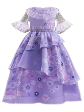 Girls Lavender Floral Ruffle Dress 3-11