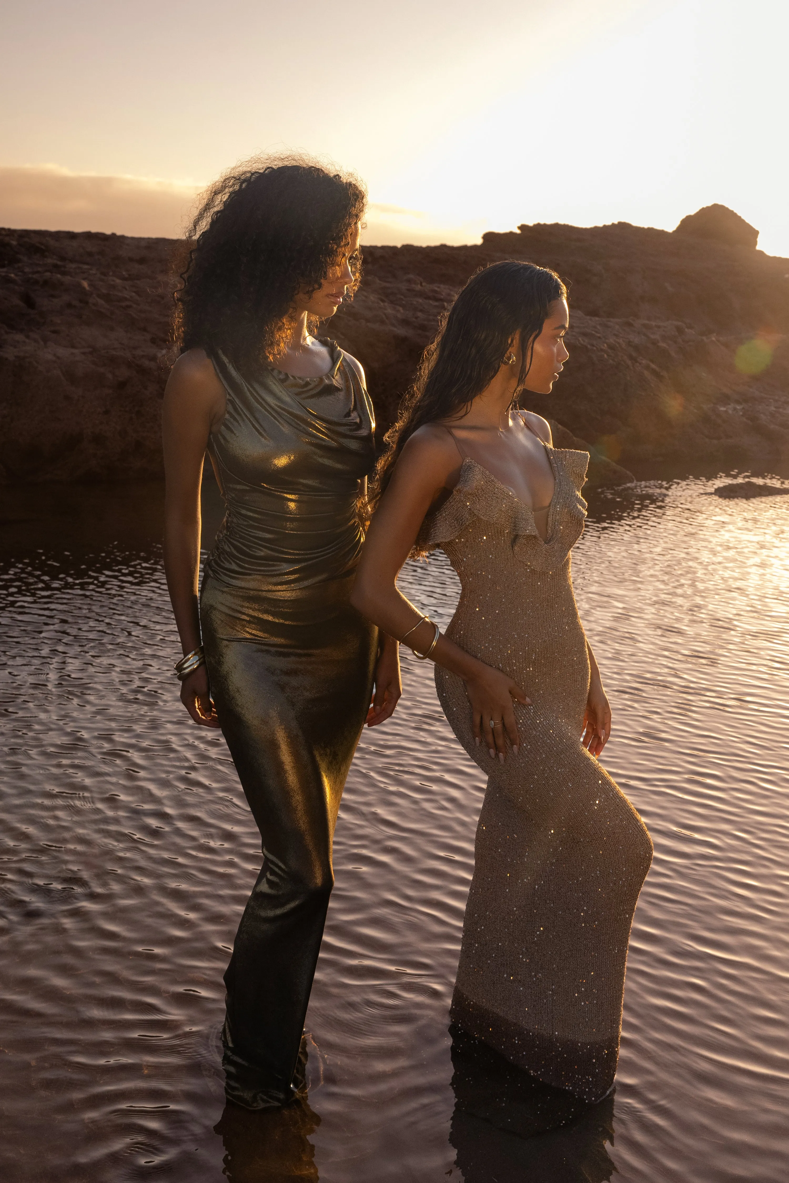 Gold Midnight Sparkle Maxi Dress