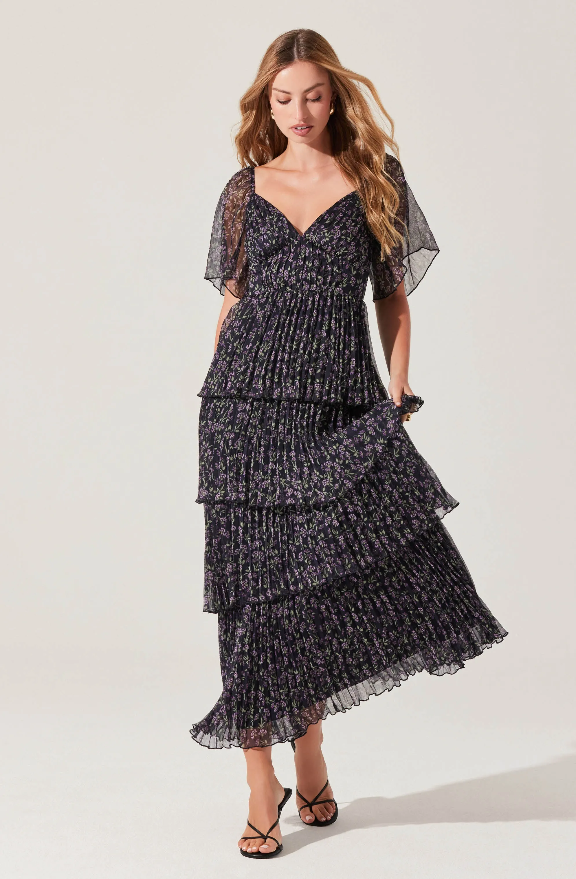 Gracelynn Pleated Tiered Maxi Dress