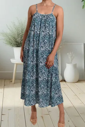 Green And Navy Strappy Maxi Dress