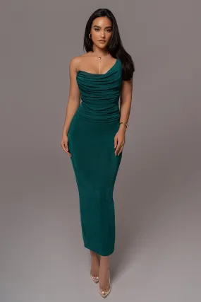 Green Slinky Krishna One Shoulder Maxi Dress