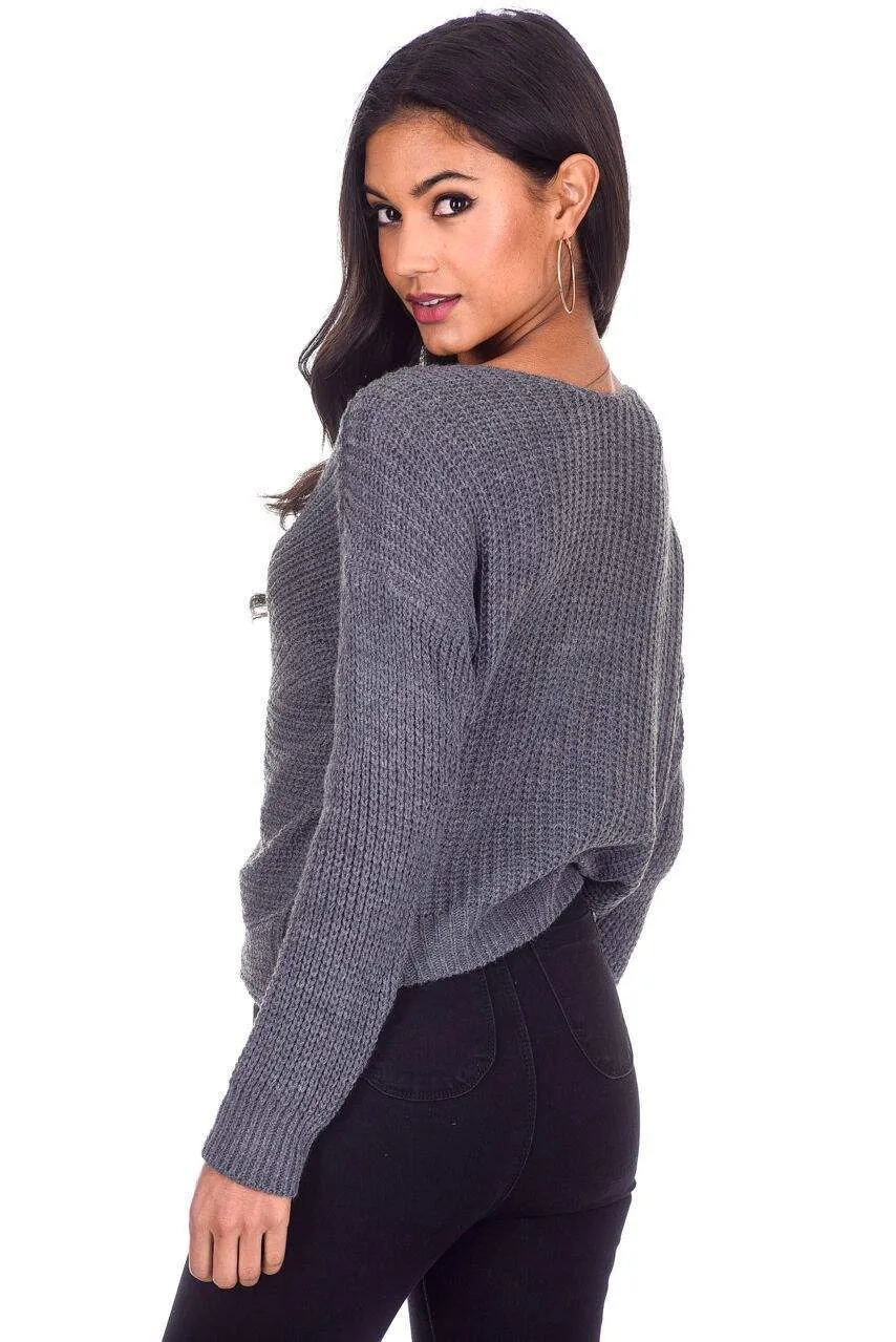 Grey Reversible Twist Knot Jumper