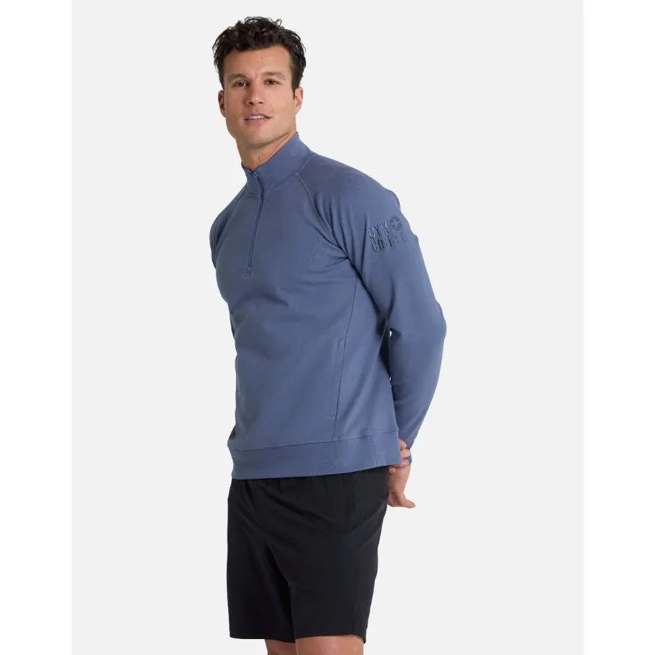 Gym Coffee Mens Essential Half Zip Sweater Thunder Blue