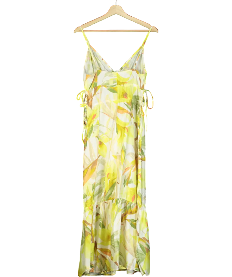 H&M Yellow Drawstring-detail Printed Maxi Dress UK XS