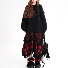 Harajuku Y2k Skirts for Women 2024 Faldas Mujer De Moda High Waist A-line Jupe Fashion Korean Saia Irregular Bow Plaid Skirt