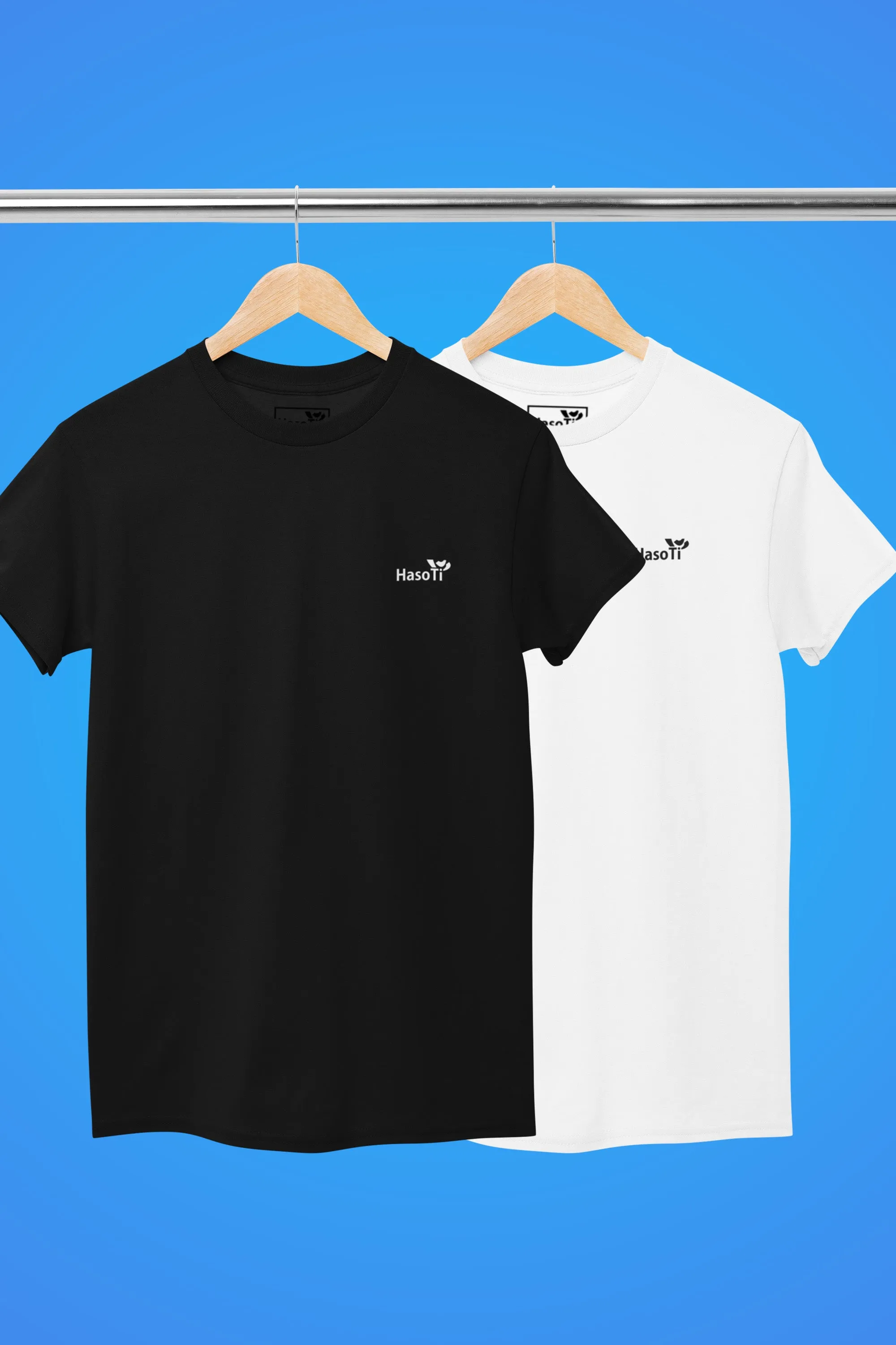 Hasoti Black & White 2 Plain Regular Fit T-shirt Combo