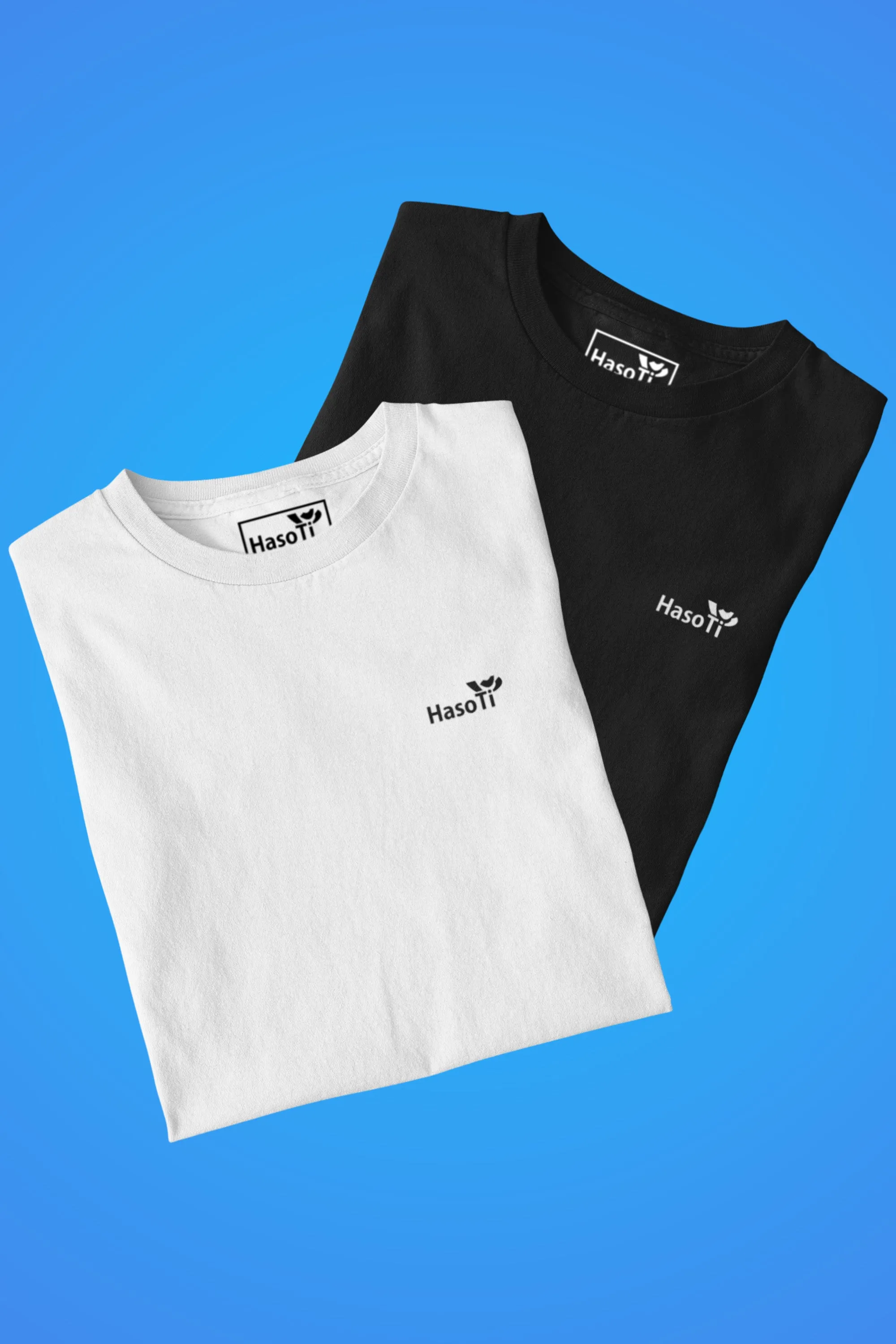 Hasoti Black & White 2 Plain Regular Fit T-shirt Combo