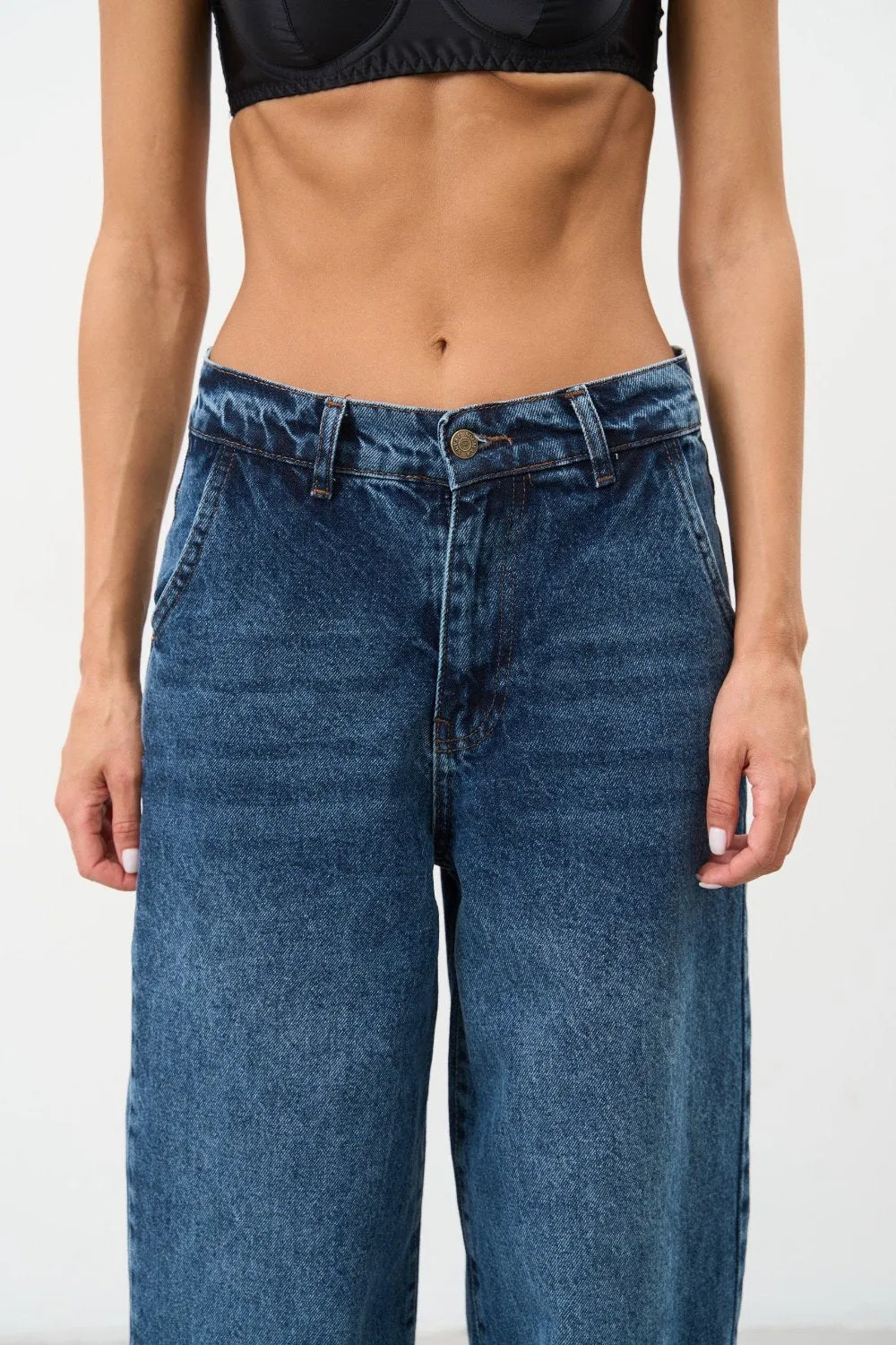 High Rise Blue Baggy Jeans