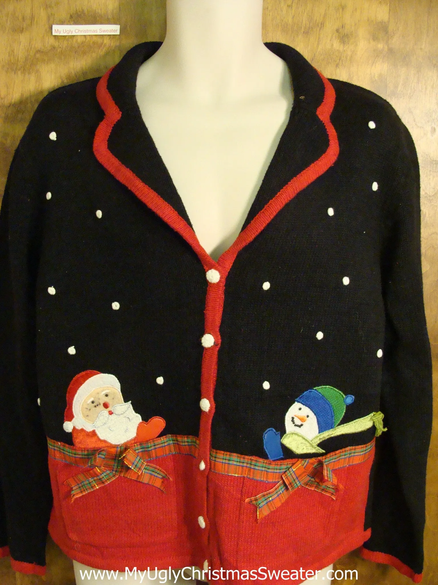 Holiday Sweater with Santa and Snowman