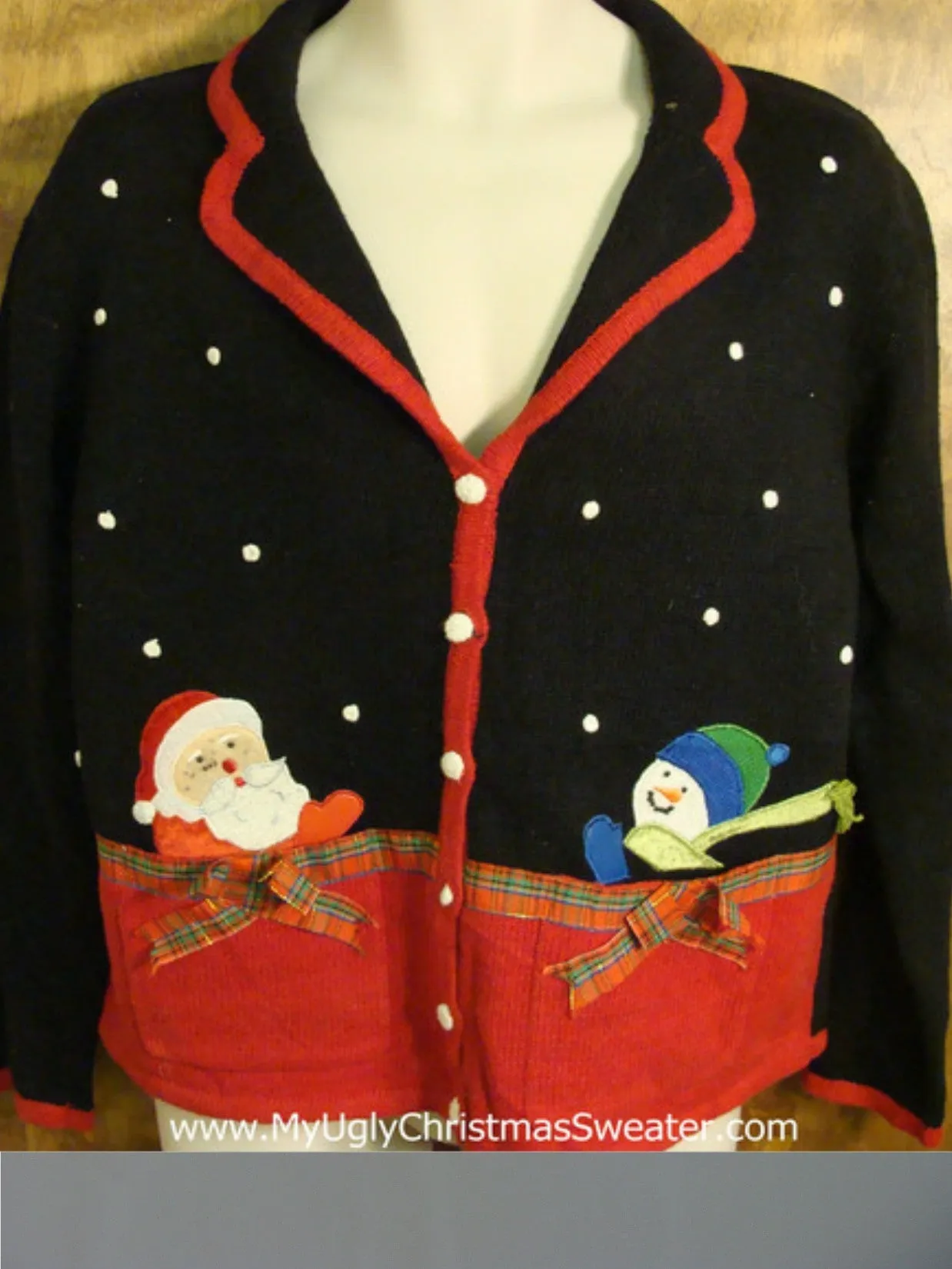 Holiday Sweater with Santa and Snowman