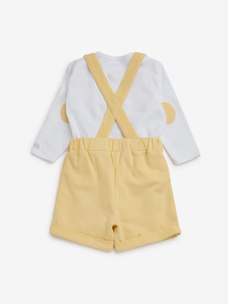 HOP Baby Yellow Animal Design Cotton T-Shirt & Shorts Set