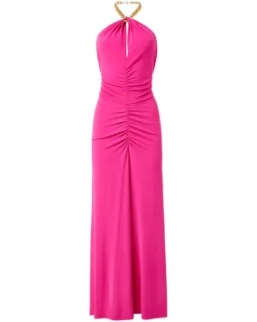 Hot Pink Reze Halterneck Midi Dress