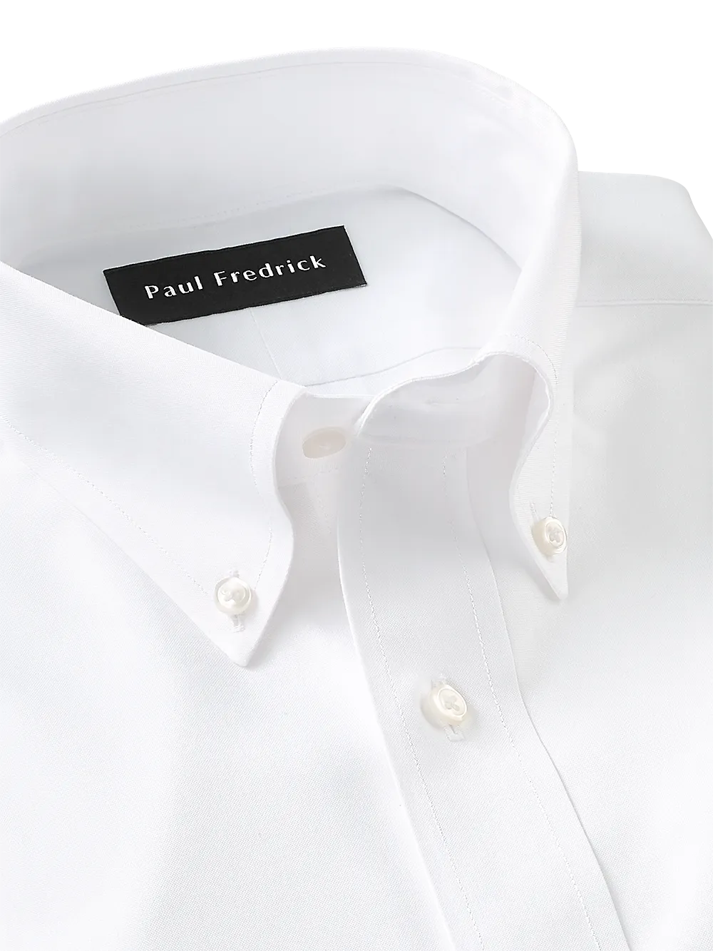 Impeccable Non-Iron Cotton Pinpoint Solid Color Button Down Collar Dress Shirt - White