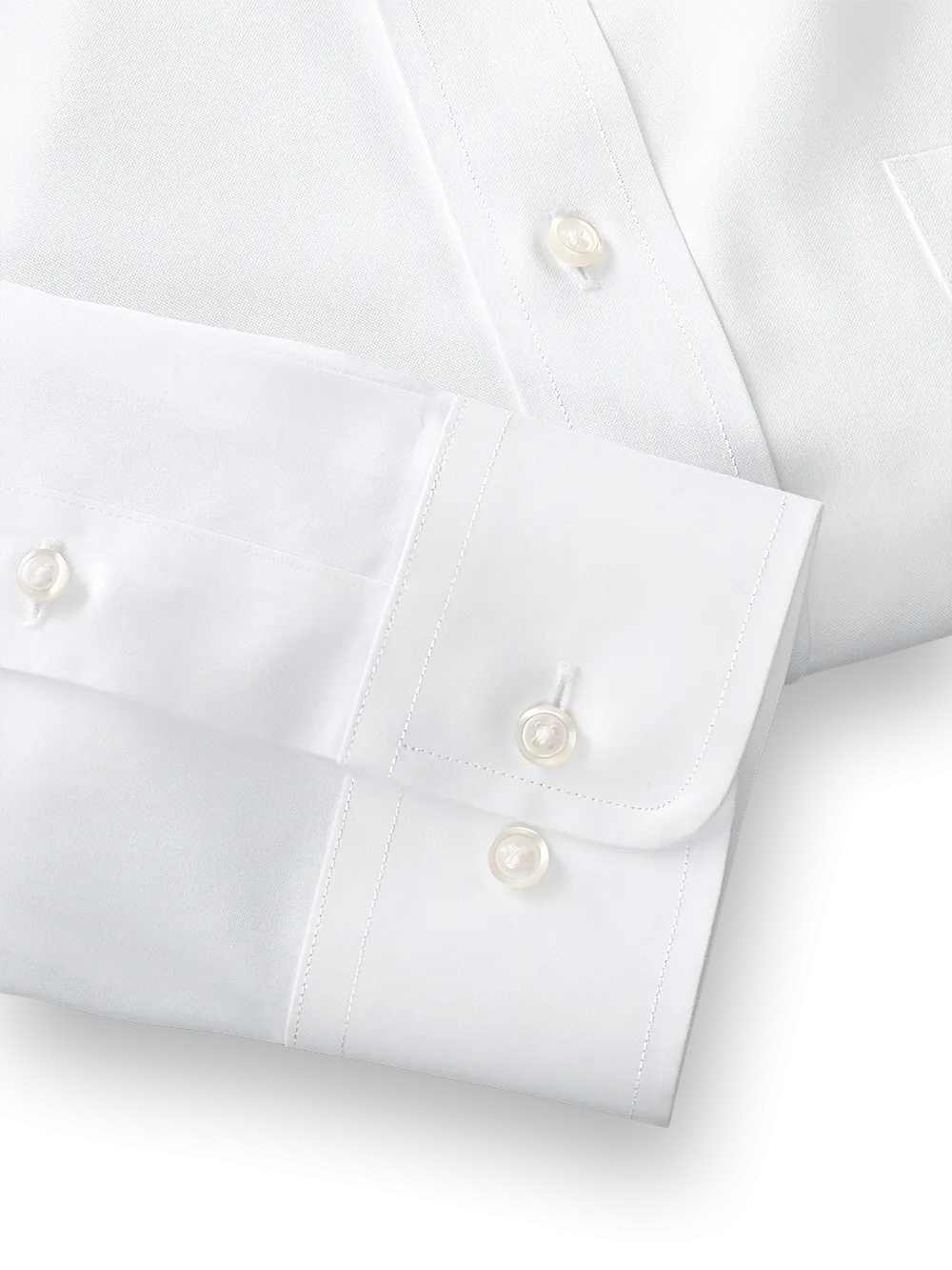 Impeccable Non-Iron Cotton Pinpoint Solid Color Button Down Collar Dress Shirt - White