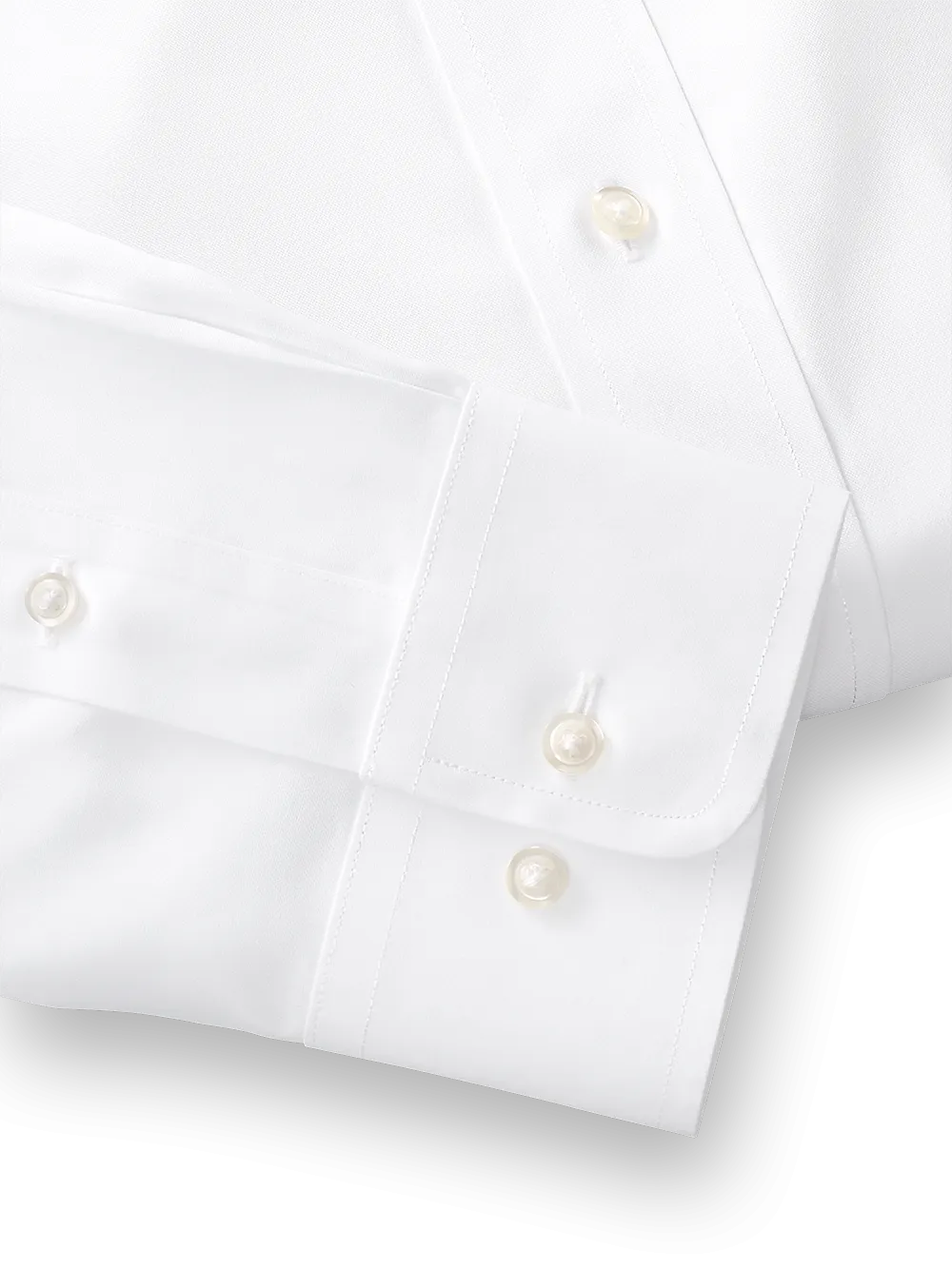 Impeccable Non-Iron Cotton Pinpoint Solid Color Spread Collar Dress Shirt - White