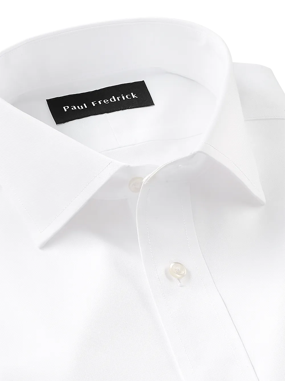 Impeccable Non-Iron Cotton Pinpoint Solid Color Spread Collar Dress Shirt - White