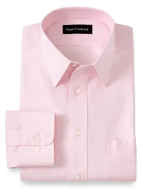 Impeccable Non-Iron Cotton Pinpoint Solid Color Straight Collar Dress Shirt - Pink