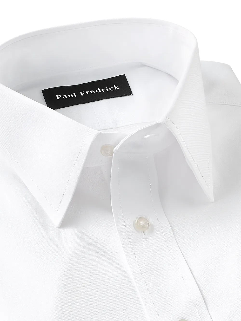 Impeccable Non-Iron Cotton Pinpoint Solid Color Straight Collar Dress Shirt - White