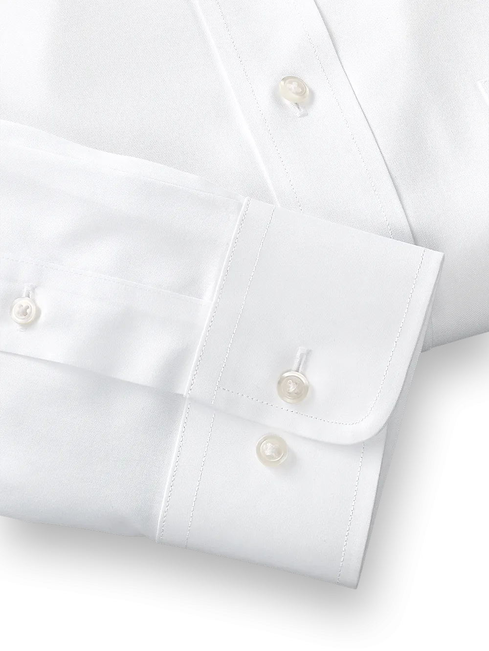 Impeccable Non-Iron Cotton Pinpoint Solid Color Straight Collar Dress Shirt - White