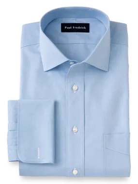 Impeccable Non-Iron Cotton Pinpoint Spread Collar French Cuff Dress Shirt - Blue